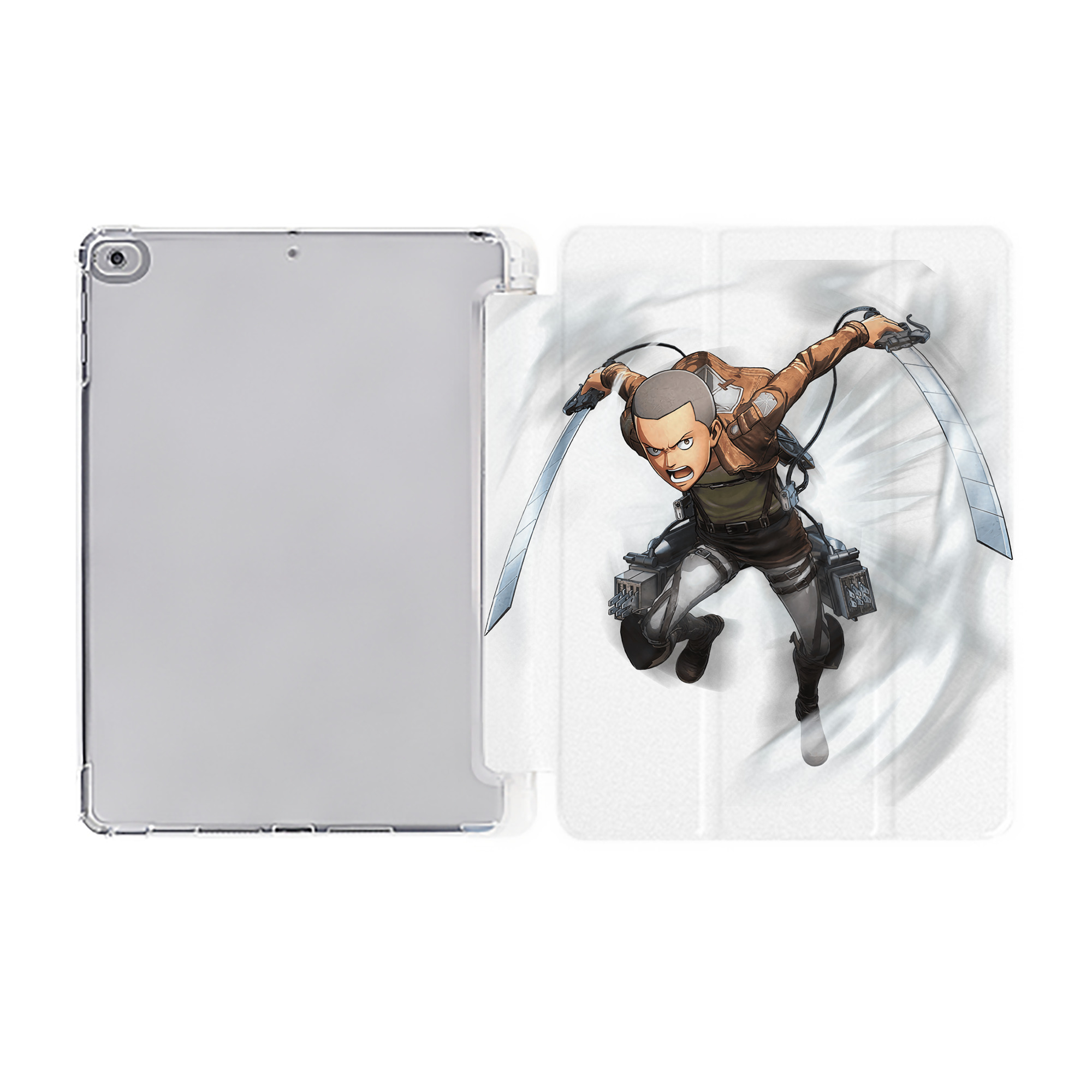（画像用） 進撃の巨人 コニー·スプリンガー Attack on Titan Connie Springer IPad ケース ペン収納付き 三つ折りスタンド PUレザー×シリコン 対応機種9.5/10.5/10.9インチ